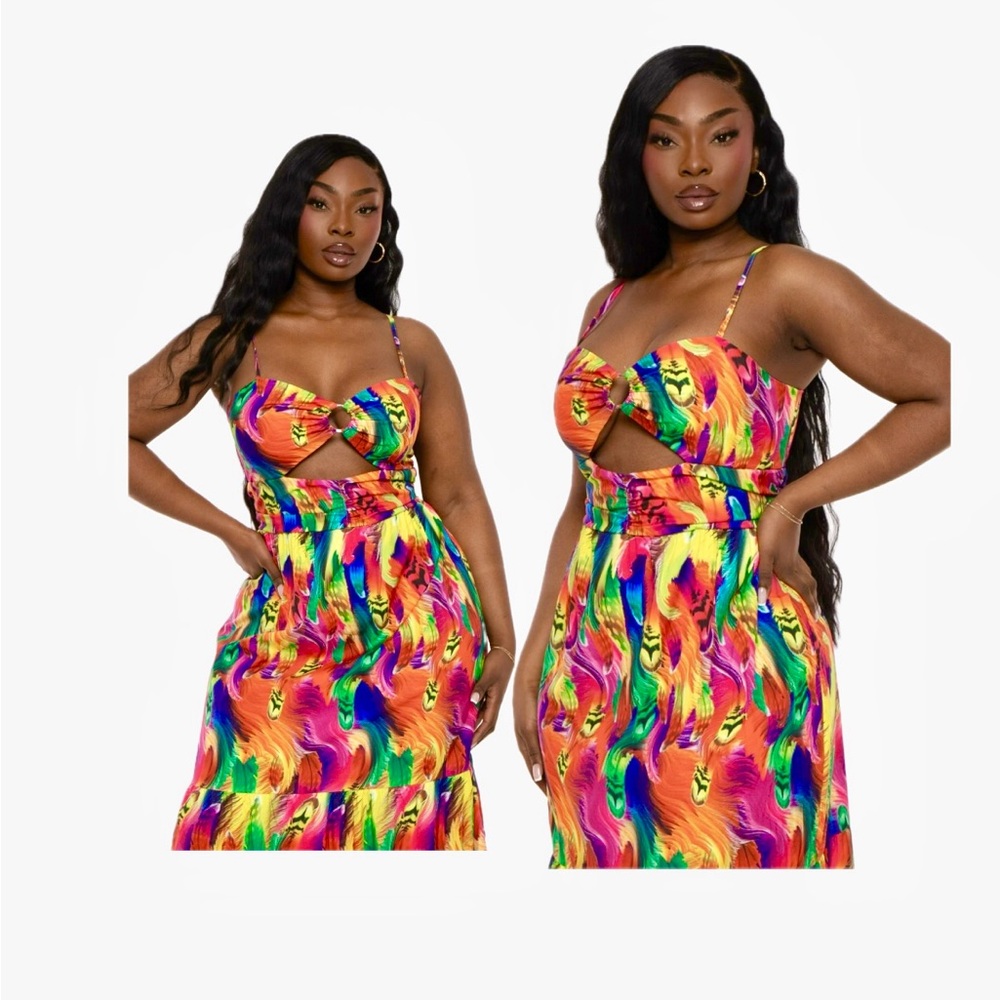 Metamorphosis Girl Multicolor Cutout Dress, NWOT size small, Spaghetti strap